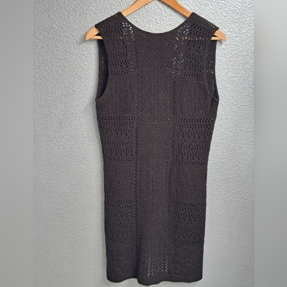 Vintage Brown Crocheted Open Vest    Size L - Picture 8 of 11